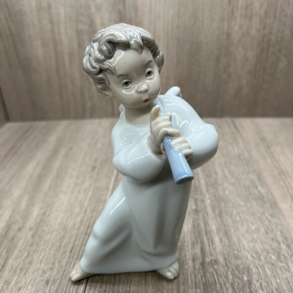 Lladro Angel Figurines Flute & Lute Musicians Porcelain Cherub Set of 3 White - Picture 11 of 16